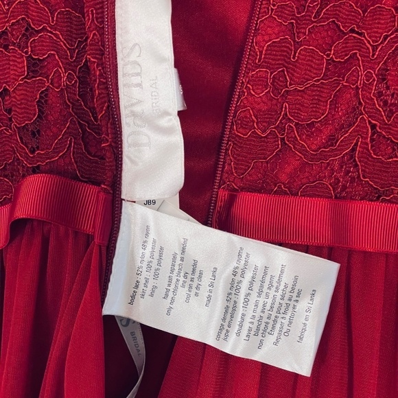 NWT David’s Bridal Girl’s Size 10 Apple Red Full Length Formal Sleeveless Dress - Picture 10 of 12